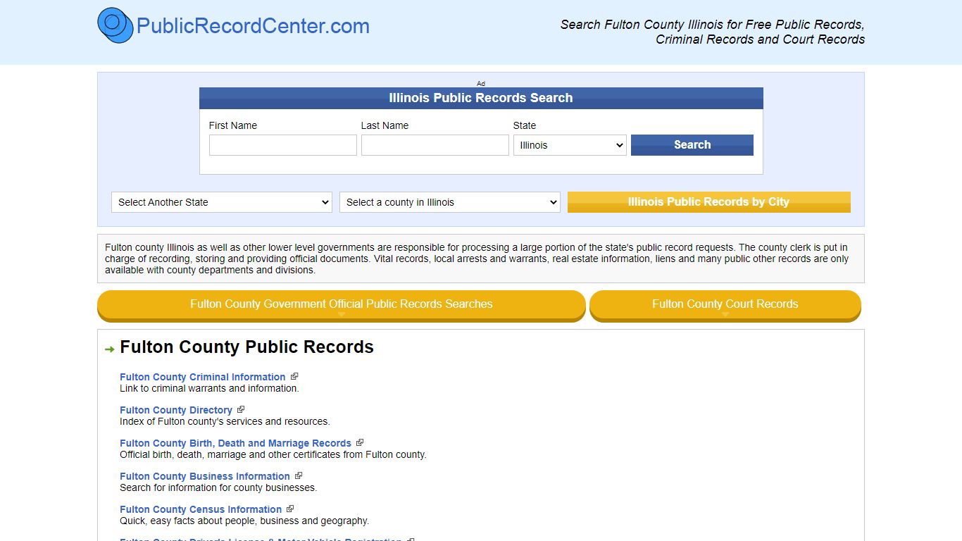 Fulton County Illinois Free Public Records - Court Records - Criminal ...